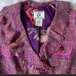 Silk-blend tweed blazer / Size 8